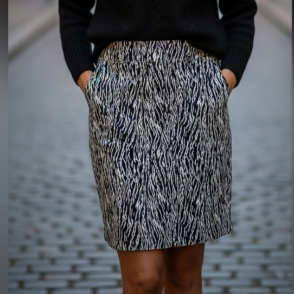 Anthropologie Maeve Women's Black and White Zebra Print Skirt Small